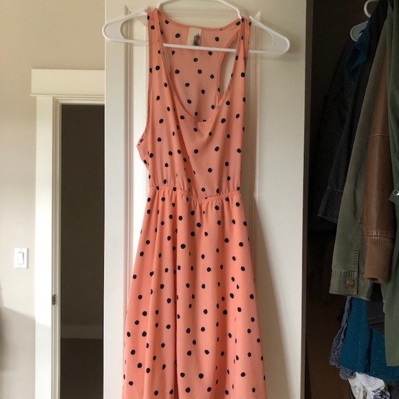 Lovely Pink Polka Dot Dress with Backless Feature - Picture 2 of 5